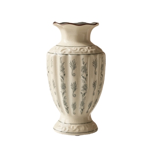 新中式复古陶瓷花瓶古典纹样竖长型水培插花客厅装饰品摆件高级感