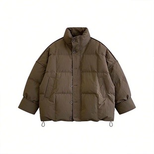 大码女装胖mm美式慵懒风加厚棉服女冬季百搭宽松休闲保暖棉衣外套