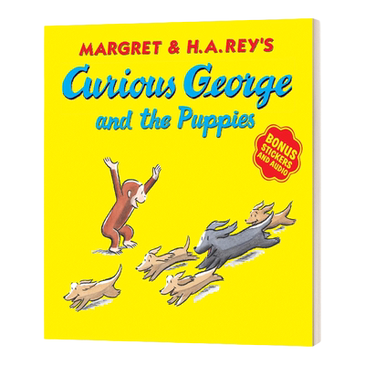 英文原版 Curious George and the Puppies (with bonus stickers and audio)  好奇猴乔治与狗狗 英文版 进口英语原版书籍