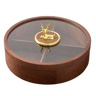 坚果盘干果盘结婚高颜值木质轻奢家用糖果盘2025新款四宫格瓜子盘