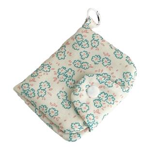 新款可爱花朵多层卡包可挂小清新零钱包按扣拉链帆布软体包女小号