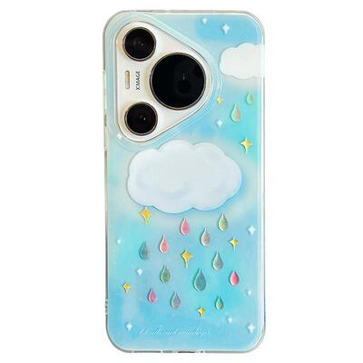 拓岚 杨超越同款适用华为mate70pro+新款手机壳双层晕染蓝色天空云朵彩钻雨滴mate60pro挂绳pura70/80pro女潮