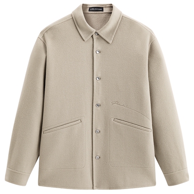 【商场同款】太平鸟男装 冬季新款羊毛翻领毛呢衬衫男B1CHF4265