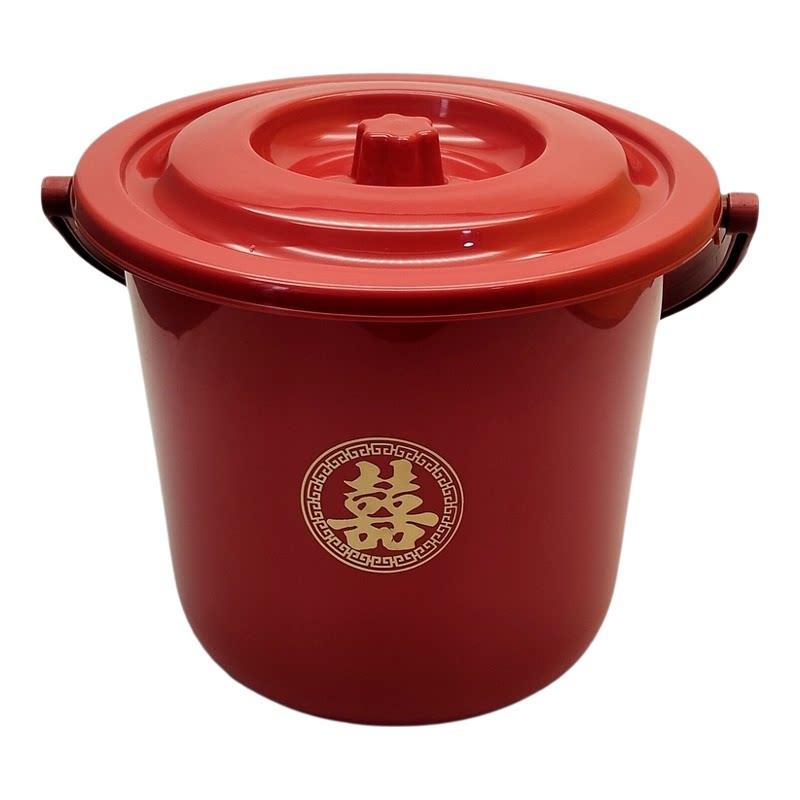 喜字塑料桶结婚喜桶新居带盖水桶