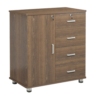 办公柜带锁抽屉柜刹车移动文件柜木质加高收纳柜落地资料柜大柜子