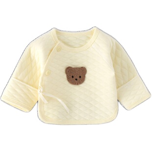 新生婴儿半背衣秋冬夹棉保暖和尚服初生0-3宝宝衣服加棉A类纯棉