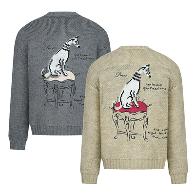 PMET「闲庭卧犬」20羊毛开衫毛衣