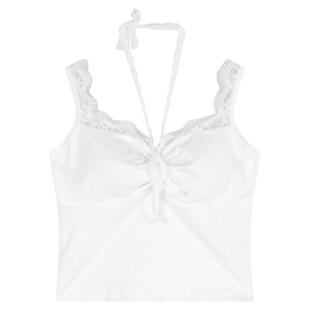 2025新款德绒磨毛保暖吊带背心带胸垫女冬季纯欲蕾丝内搭打底上衣