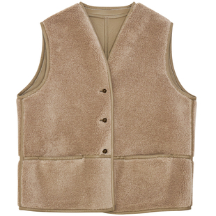 MOORING泊 简约绒感复合一体廓形马甲2025秋冬新款叠穿上衣女