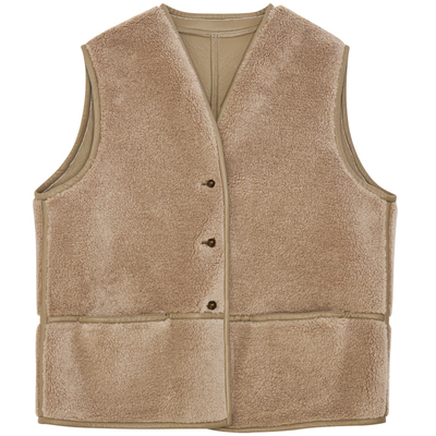 MOORING泊 简约绒感复合一体廓形马甲2025秋冬新款叠穿上衣女