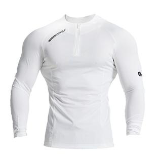 撸铁狼弹力健身衣服跑步训练速干教练紧身衣半拉链骑行服运动长袖