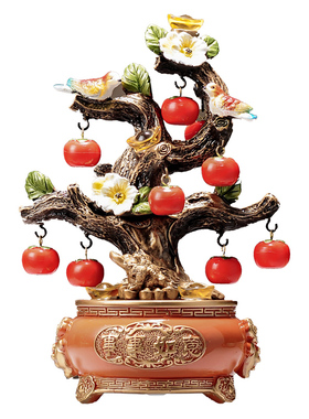 办公室茶室桌面摆件柿柿如意高级感家用玄关客厅电视柜酒柜装饰品