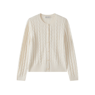 Marc O'Polo/MOP新年系列25春秋季新款绵羊毛圆领绞花针织开衫女