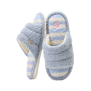 毛绒拖鞋女士居家休闲2025新款秋冬露趾棉拖静音室内吸汗家居防滑