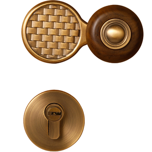 古铜色卧室门锁室内房间木门房门锁磁吸静音家用中古风复古门把手