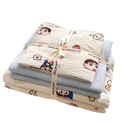 2026新款全棉双层纱床上四件套儿童纯棉卡通床单被套罩宿舍三件套