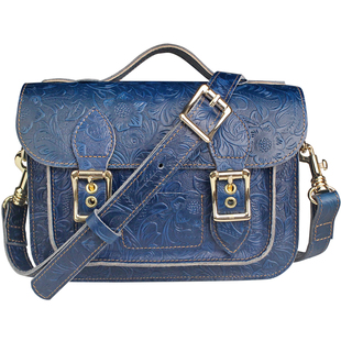 手工真皮邮差包斜挎包百搭复古牛皮英伦剑桥包女单肩包简约手提包