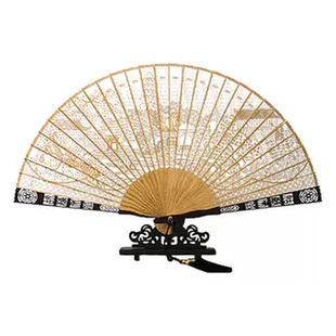 北山街非遗工艺特产檀香扇紫檀木折扇檀香镂空扇文创摆件礼品扇子