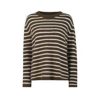 sdeer圣迪奥女装25年新品罗纹圆领撞色条纹宽松针织衫S254Z3513