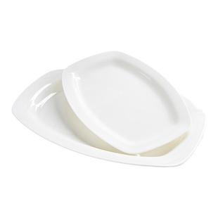 景德镇骨瓷简约盘子家用陶瓷菜盘长方形蒸鱼盘餐具白色小号鱼盘