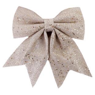 圣诞节日节庆装饰金色成品大蝴蝶结亮闪粉红挂件圣诞树顶礼物配件