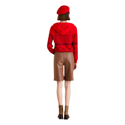 乔万尼针织衫2025年新品绵羊毛连帽套头衫喜庆气质高级感ET4M961