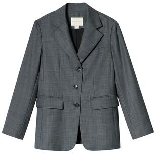 PSALTER诗篇气质休闲百搭羊毛修身女格纹西服外套2025春款