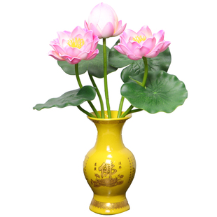仿真荷花莲花塑料假花小盆栽家居客厅电视柜装饰花小摆件供佛用品
