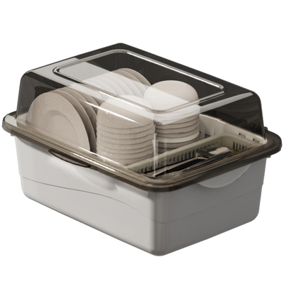 翻盖防尘透明沥水碗柜家用厨房餐具置物架装碗筷收纳盒碗碟收纳架