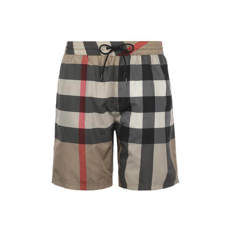 【自营】BURBERRY/博柏利男士经典格纹薄款休闲直筒短裤沙滩裤