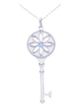 纯银925雏菊钥匙项链太阳花