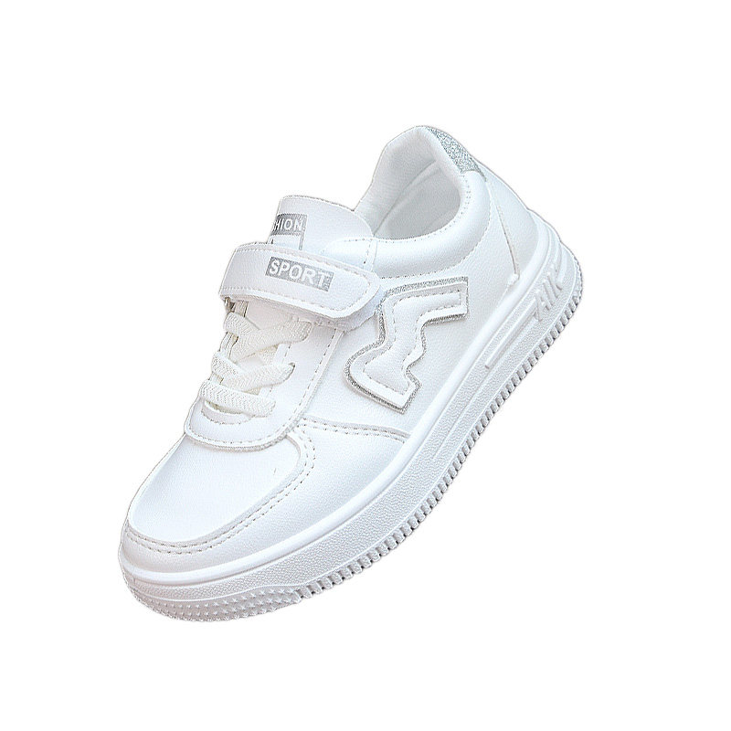 小白鞋女童白色板鞋加绒儿童鞋子校园演出鞋女孩春秋运动鞋小学生