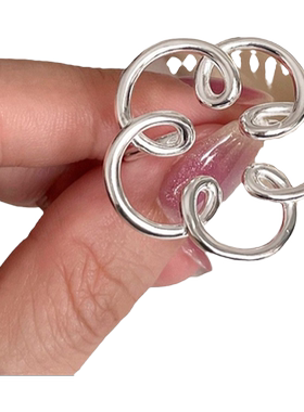 夸张花朵戒指女轻奢高级感气质几何线条小众设计开口戒指女可调节