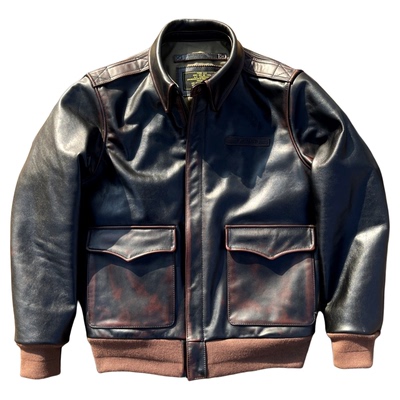 美式复古Eastman大逃亡水洗做旧植鞣茶芯马皮皮衣A2飞行服男