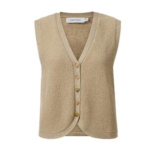 VGRASS维格娜丝秋季花式圈圈纱优雅v领无袖背心开衫马甲搭配上衣