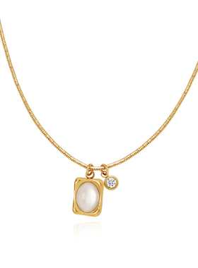 新中式贝壳单钻蛇骨钛钢锁骨链