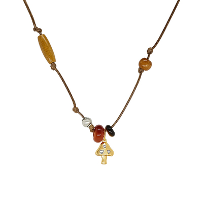 LAZYCIRCLES木珠编绳蘑菇项链