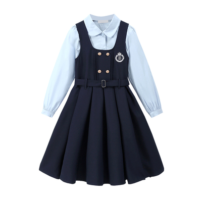 女童连衣裙秋装套装学院风两件套