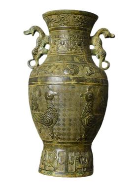 双虎兽面纹中式风会所仿古青铜器