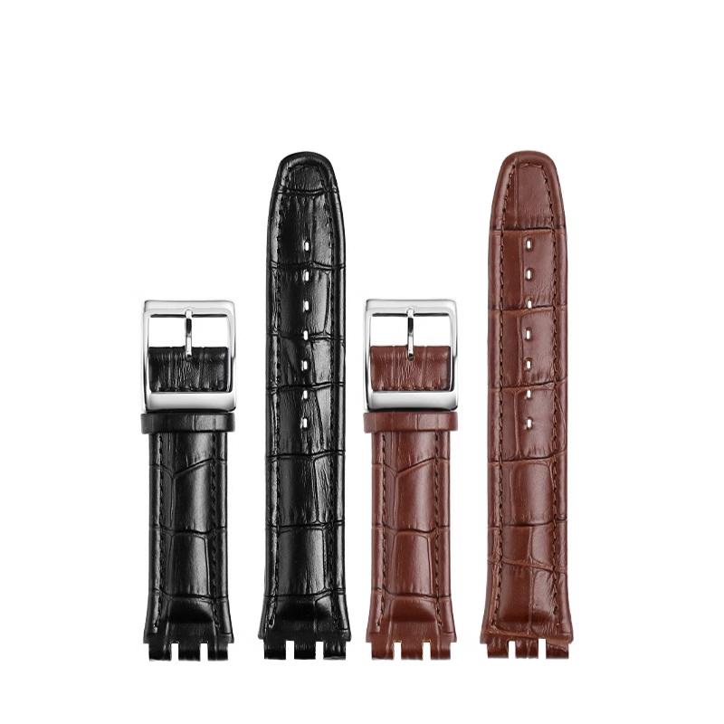 适配斯沃琪SWATCH真皮手表带YRS YCS原创凹凸男女牛皮表带17 19mm
