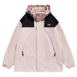 jeep吉普春秋运动外套男可脱卸帽防风防水冲锋衣夹克风衣登山服女