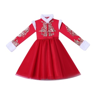 汉服女童冬款2025新款明制中国风唐装高端古装冬季宋朝拜年服冬装