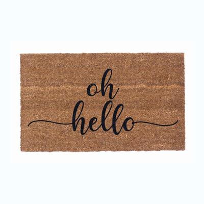 印度进口手工椰壳门垫美式标语入户门口您好除尘蹭土耐脏防滑地垫