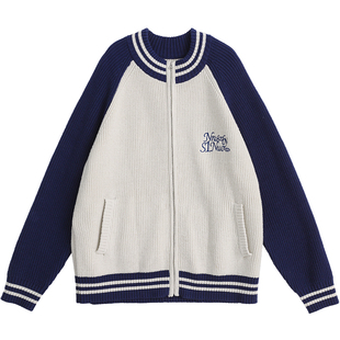 诺诺公主S1N初中生毛衣外套女2026春季青少年学院风字母针织开衫