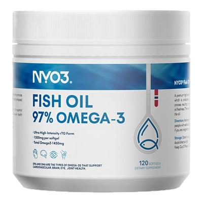 NYO3白金罐97高纯鱼油rTG深海鱼油卷王成人omega-3高性价比120粒