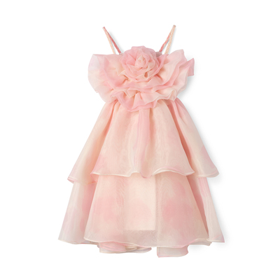 OPCP女童玫瑰花吊带裙唯美礼服裙