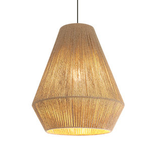 侘寂风吊灯餐厅吧台民宿手工卧室装饰灯日式客厅麻绳编织复古灯具