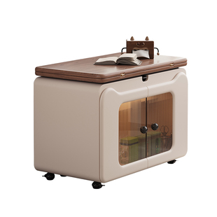 招财猫多功能实木茶几可升降伸缩折叠移动小户型客厅沙发边几