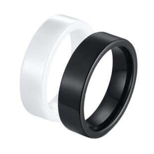 泰爱你ins简约黑白陶瓷戒指男女气质个性手指环酷炫极简单身戒子