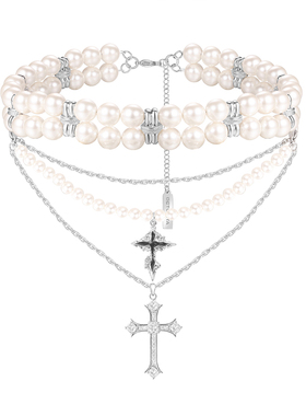 高级感三层叠戴锁骨链珍珠